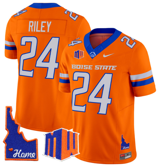 Dylan Riley Jersey #24 Boise State Broncos 2024 Home Patch Vapor Football Orange