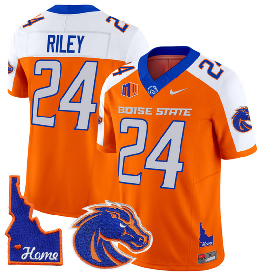 Dylan Riley Jersey #24 Boise State Broncos 2024 Home Patch Vapor Football Orange Alternate