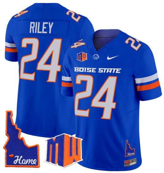 Dylan Riley Jersey #24 Boise State Broncos 2024 Home Patch Vapor Football Royal