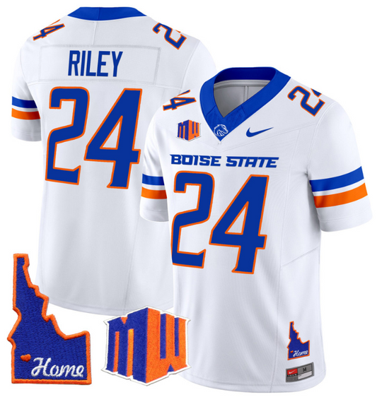 Dylan Riley Jersey #24 Boise State Broncos 2024 Home Patch Vapor Football White