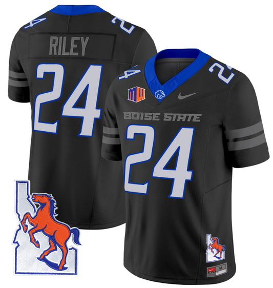 Dylan Riley Jersey #24 Boise State Broncos 2024 Map Patch Vapor Football Black