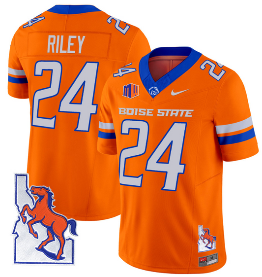 Dylan Riley Jersey #24 Boise State Broncos 2024 Map Patch Vapor Football Orange