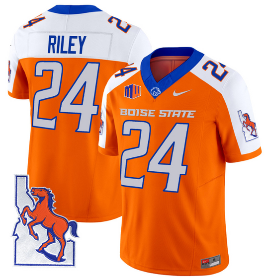 Dylan Riley Jersey #24 Boise State Broncos 2024 Map Patch Vapor Football Orange Alternate