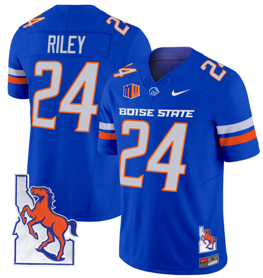 Dylan Riley Jersey #24 Boise State Broncos 2024 Map Patch Vapor Football Royal
