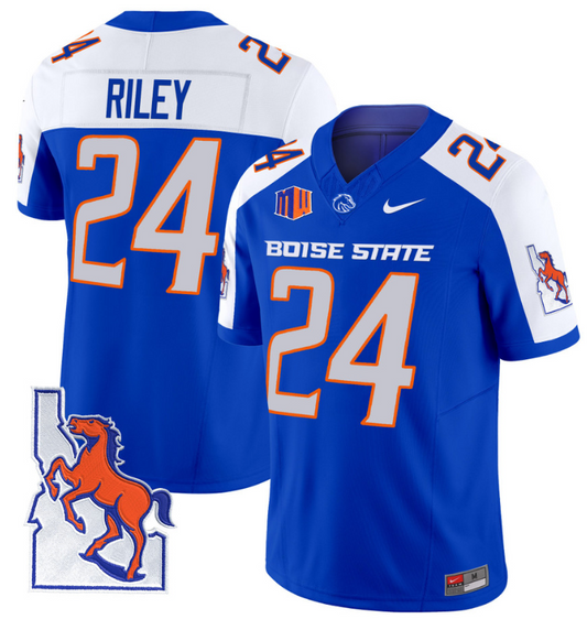 Dylan Riley Jersey #24 Boise State Broncos 2024 Map Patch Vapor Football Royal Alternate