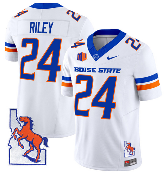 Dylan Riley Jersey #24 Boise State Broncos 2024 Map Patch Vapor Football White