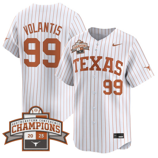 Dylan Volantis Jersey #99 Texas Longhorns 2025 Southeastern Champions Vapor Stitched Pinstripe