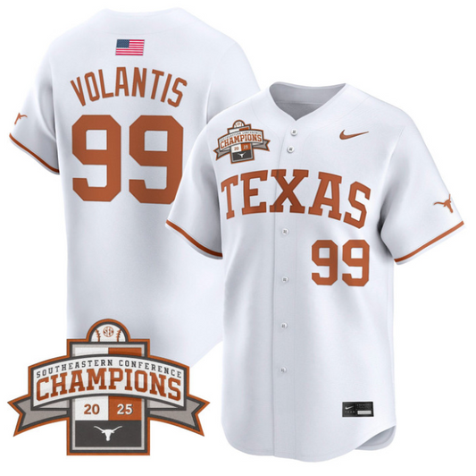 Dylan Volantis Jersey #99 Texas Longhorns 2025 Southeastern Champions Vapor Stitched White