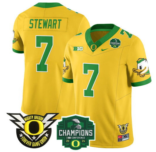 Evan Stewart Jersey #7 Oregon Ducks 2024 Big Ten Champions Football Yellow