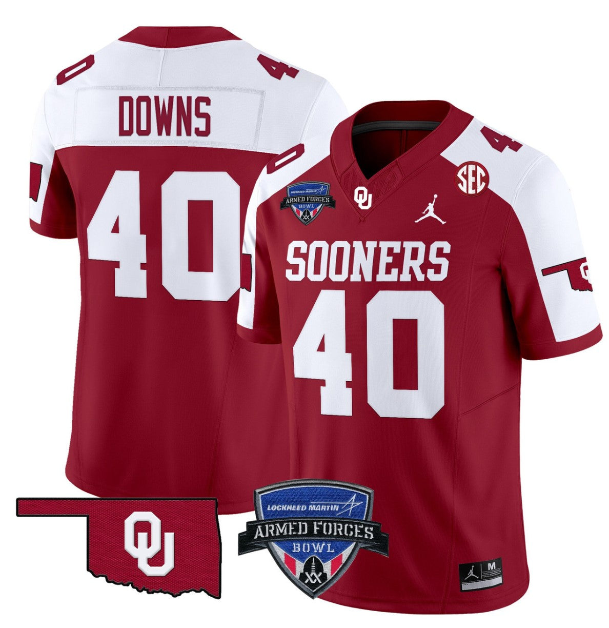 Ethan Downs Jersey #40 Oklahoma Sooners 2025 Armed Forces Bowl Patch Alternate