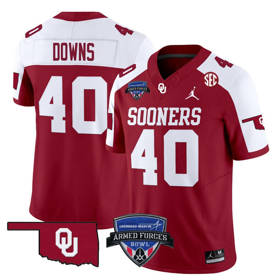 Ethan Downs Jersey #40 Oklahoma Sooners 2025 Armed Forces Bowl Patch Alternate