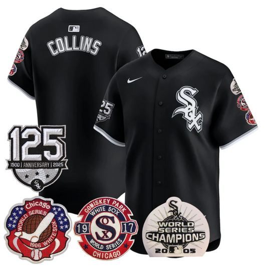 Eddie Collins Jersey Chicago White Sox 125th Anniversary World Series Champions Black