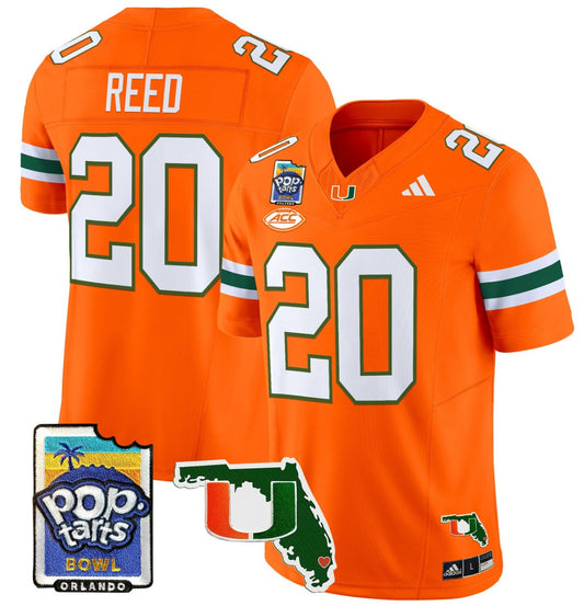 Ed Reed Jersey #20 Miami Hurricanes 2025 PopTarts Bowl Patch Orange