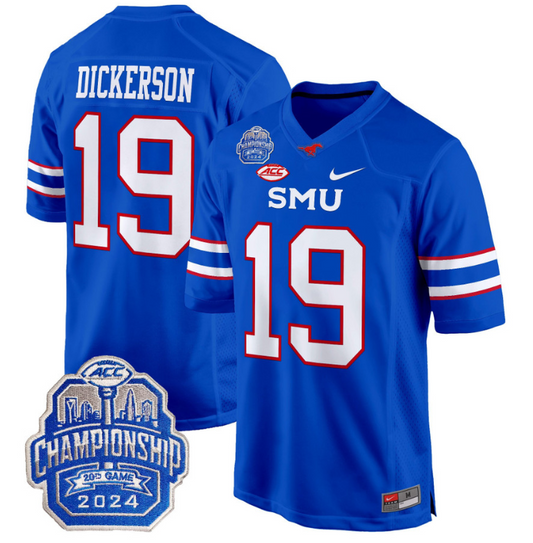 Eric Dickerson Jersey #19 SMU Mustangs 2024 ACC Championship Patch Blue
