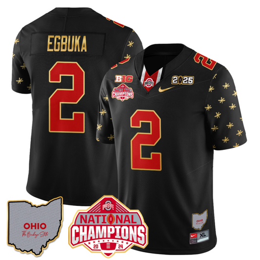 Emeka Egbuka Jersey #2 Ohio State National Champions 2025 Patch Black Limited