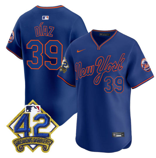 Edwin Díaz Jersey #39 New York Mets 2025 Jackie Robinson Patch Road Alternate Stitched Royal