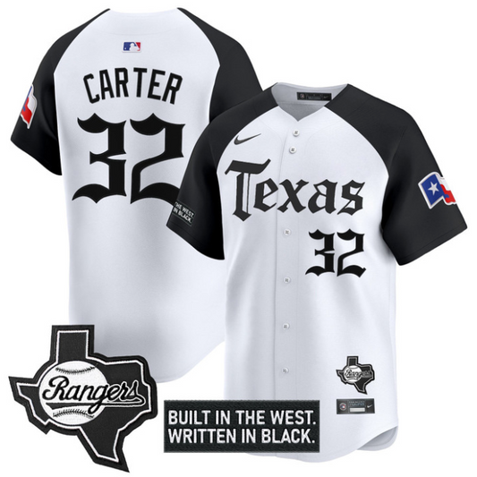 Evan Carter Jersey #32 Texas Rangers Gothic Frontier Edition Vapor Limited Stitched Alternate