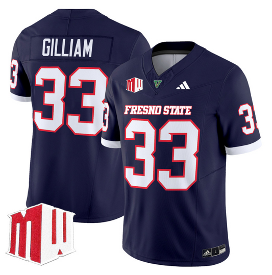 Elijah Gilliam Jersey #33 Fresno State Bulldogs 2024 Stitched Navy