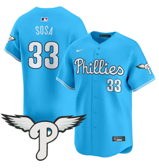 Edmundo Sosa Jersey #33 Philadelphia Phillies 2025 Vapor Premier Limited Stitched Light Blue