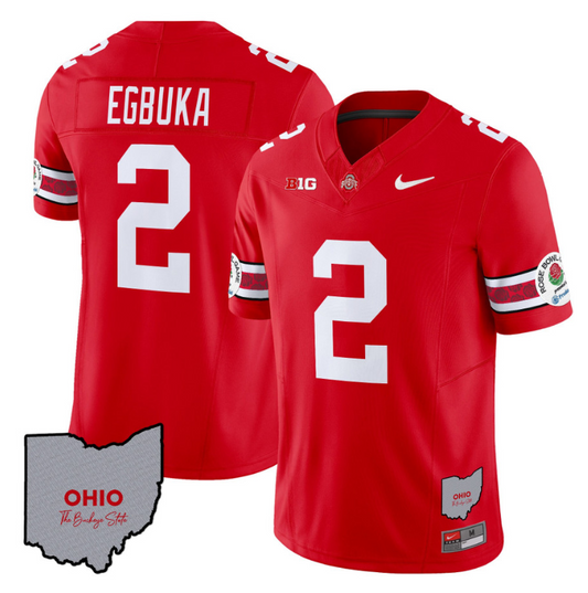 Emeka Egbuka Jersey #22 Ohio State Rose Bowl Patch Football V3 Red