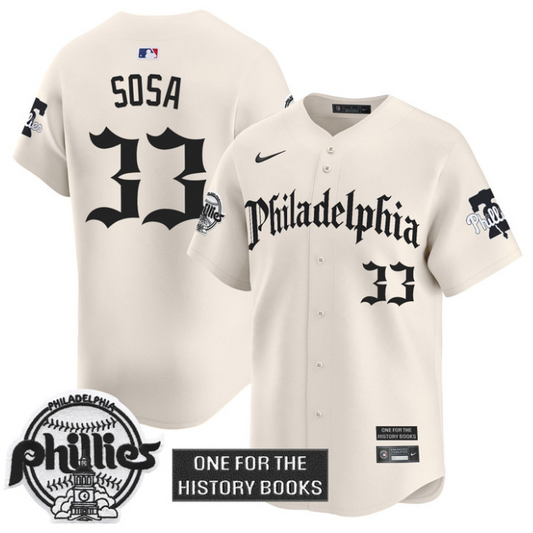 Edmundo Sosa Jersey #33 Phillies Retro Newspaper Edition Vapor Premier Limited Stitched Cream