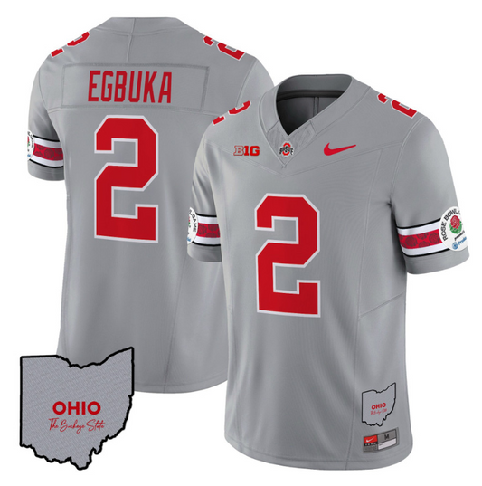 Emeka Egbuka Jersey #22 Ohio State Rose Bowl Patch Football V3 Gray
