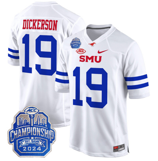 Eric Dickerson Jersey #19 SMU Mustangs 2024 ACC Championship Patch White