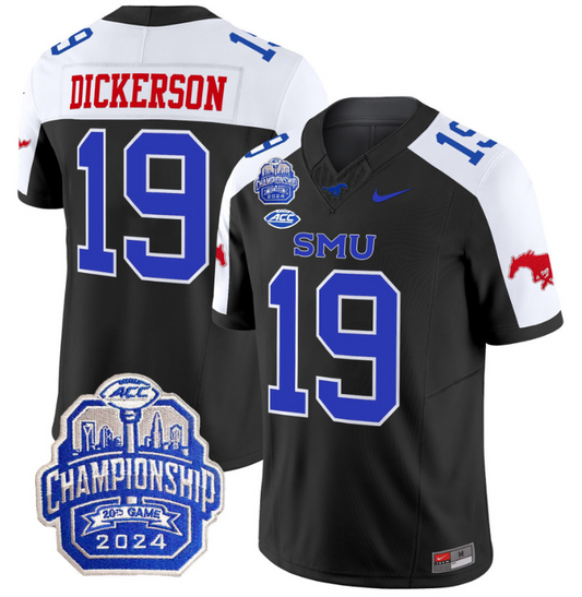 Eric Dickerson Jersey #19 SMU Mustangs 2024 ACC Championship Patch Black Alternate