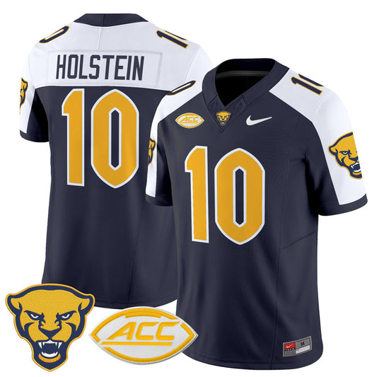 Eli Holstein Jersey #10 Pittsburgh Panthers 2025 Limited Stitched Navy Alter