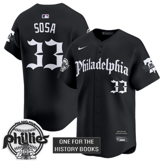 Edmundo Sosa Jersey #33 Phillies Retro Newspaper Edition Vapor Premier Limited Stitched Black