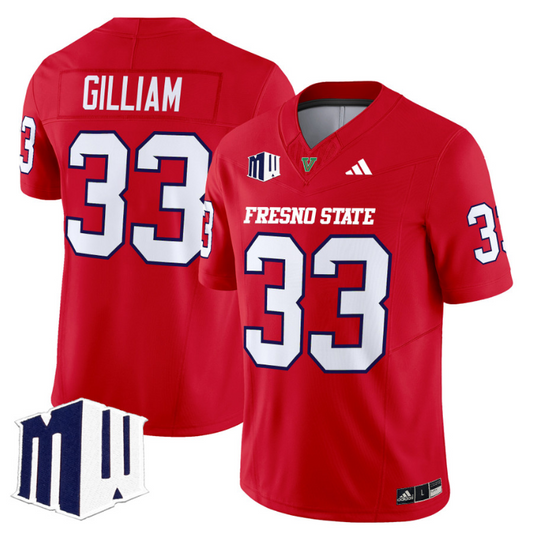 Elijah Gilliam Jersey #33 Fresno State Bulldogs 2024 Stitched Red