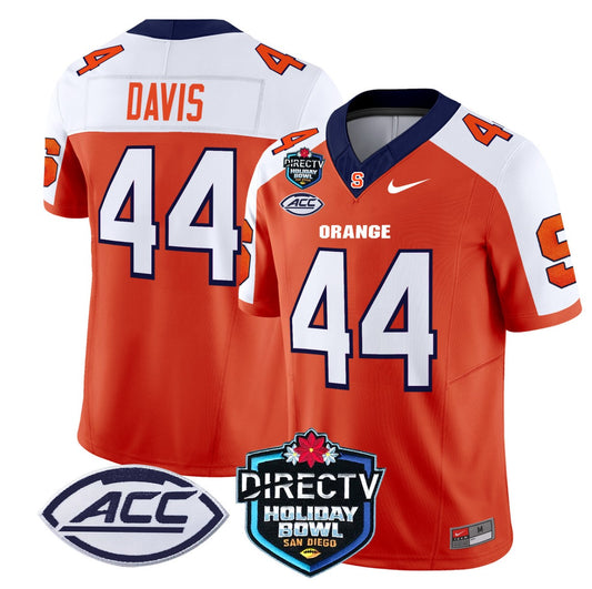 Ernie Davis Jersey #44 Syracuse Orange 2025 Holiday Bowl Patch Orange Alternate