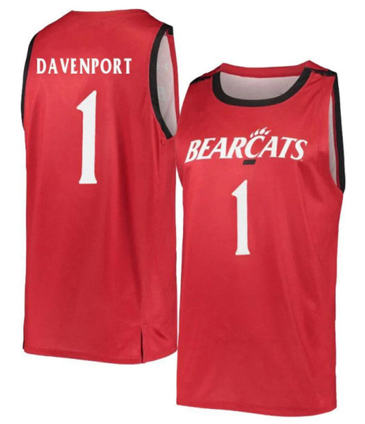 eremiah Davenport Jersey Cincinnati Bearcats College Basketball Red #1