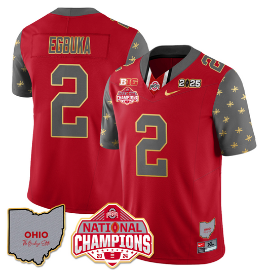 Emeka Egbuka Jersey #2 Ohio State National Champions 2025 Patch Red