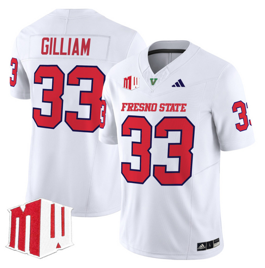 Elijah Gilliam Jersey #33 Fresno State Bulldogs 2024 Stitched White