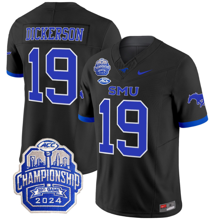 Eric Dickerson Jersey #19 SMU Mustangs 2024 ACC Championship Patch Black