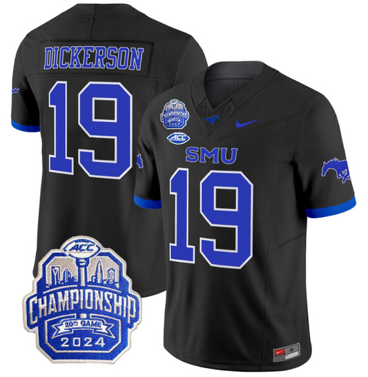 Eric Dickerson Jersey #19 SMU Mustangs 2024 ACC Championship Patch Black