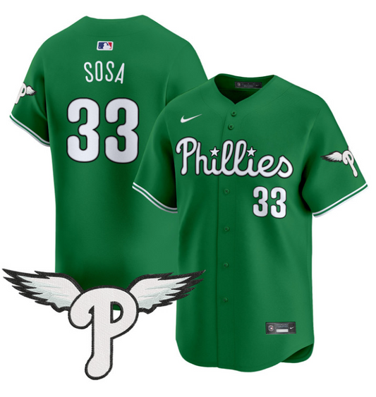 Edmundo Sosa Jersey #33 Philadelphia Phillies 2025 Vapor Premier Limited Stitched Kelly Green