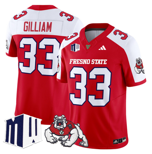 Elijah Gilliam Jersey #33 Fresno State Bulldogs 2024 Stitched Red Alternate