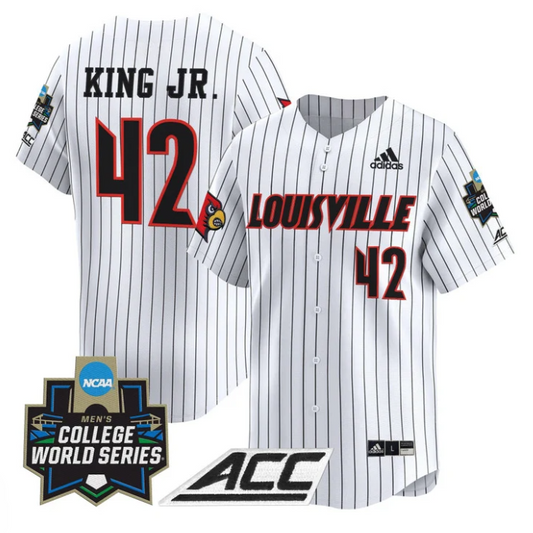 Eddie King Jr Jersey #42 Louisville Cardinals 2025 World Series Pinstripe
