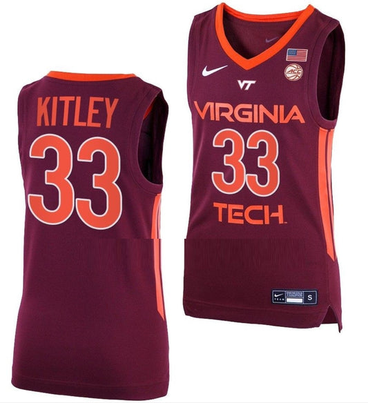 Elizabeth Kitley Jersey Virginia Tech Hokies College Basketball Replica Maroon #33