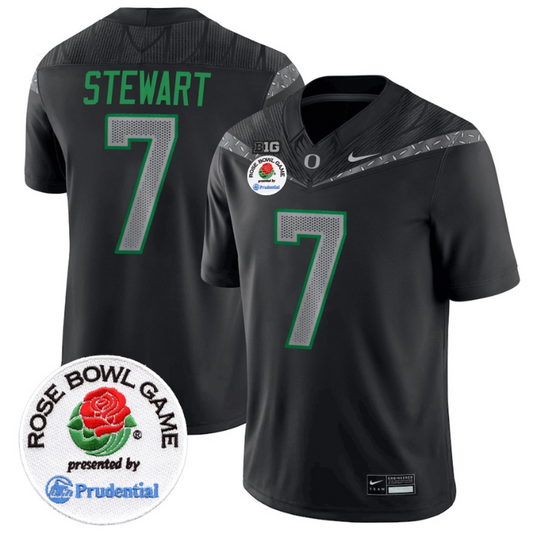 Evan Stewart Jersey #7 Oregon Ducks Rose Bowl Patch Vapor Limited V2 Black