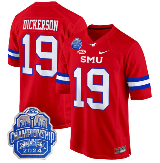 Eric Dickerson Jersey #19 SMU Mustangs 2024 ACC Championship Patch Red