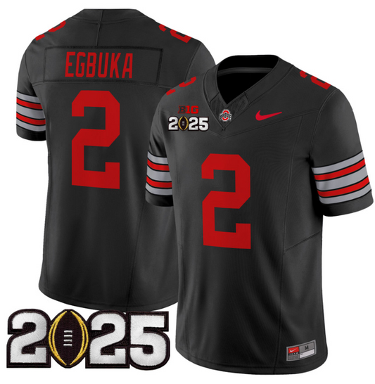 Emeka Egbuka Jersey #2 Ohio State 'Heritage Stripe' 2025 CFP Final Patch Black