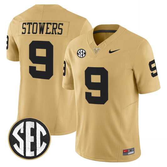 Eli Stowers Jersey #9 Vanderbilt Commodores 2025 Limited Stitched Gold