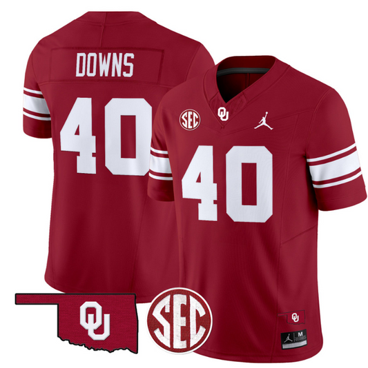 Ethan Downs Jersey #40 Oklahoma Sooners Football Throwback Vapor Limited Stitched Crimson