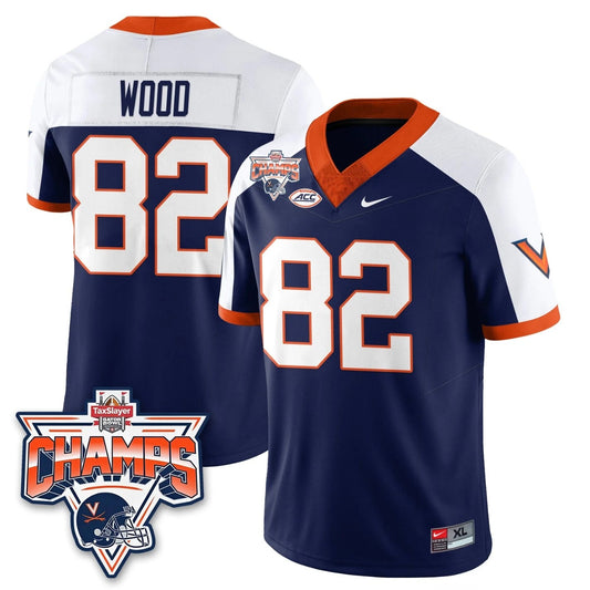 Eli Wood Jersey #82 Virginia Cavaliers 2025 Gator Bowl Champions Stitched