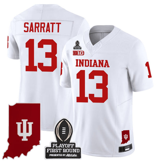 Elijah Sarratt Jersey #13 Indiana Hoosiers CFP First Round Patch Football White