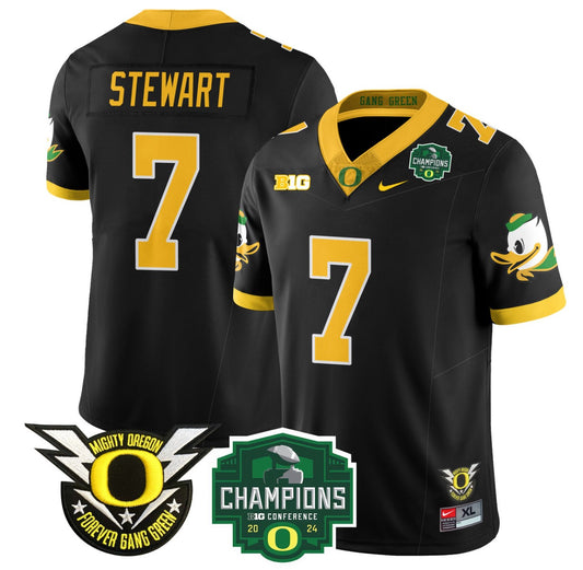 Evan Stewart Jersey #7 Oregon Ducks 2024 Big Ten Champions Football Black
