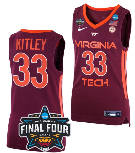Elizabeth Kitley Jersey Virginia Tech Hokies College Basketball 2023 NCAA Final Four Maroon #33